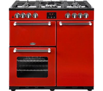 BELLING  Kensington 90DFT Dual Fuel Range Cooker - Red & Chrome